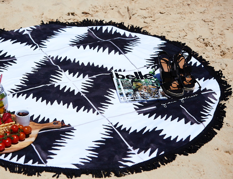 AGADIR ROUND BEACH TOWEL BLACK - NEW image 2