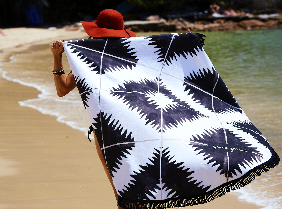 AGADIR ROUND BEACH TOWEL BLACK image 0