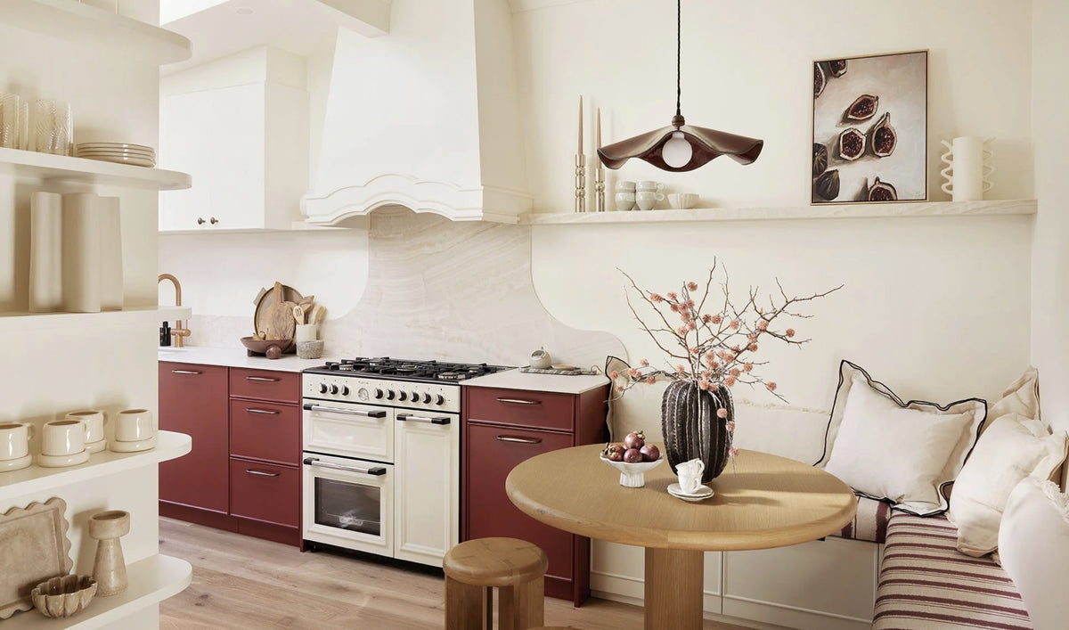 Castle Cove Fig Still Life print in The Character Semi kitchen by Three Birds Renovations