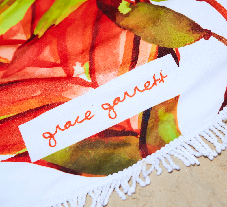 GINGER FLORAL ROUND TOWEL TANGERINE image 2