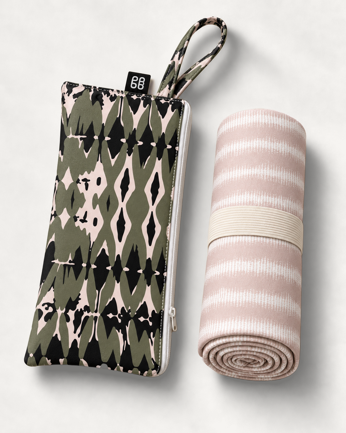 Cuttlefish quick dry towel rolled with matching zip pouch by Grace Garrett