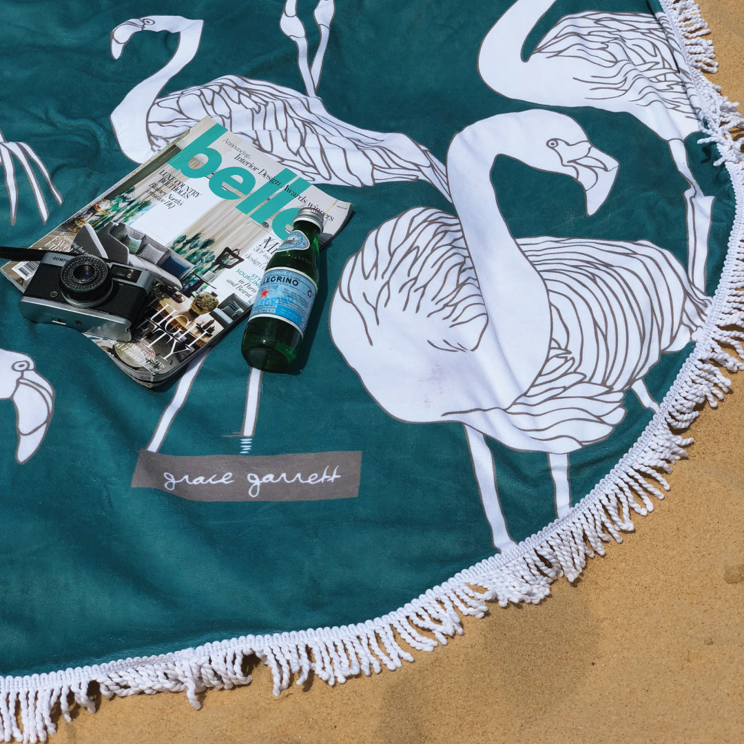 Flamingos Teal Beach Towel - Summer 2018/19 image 0