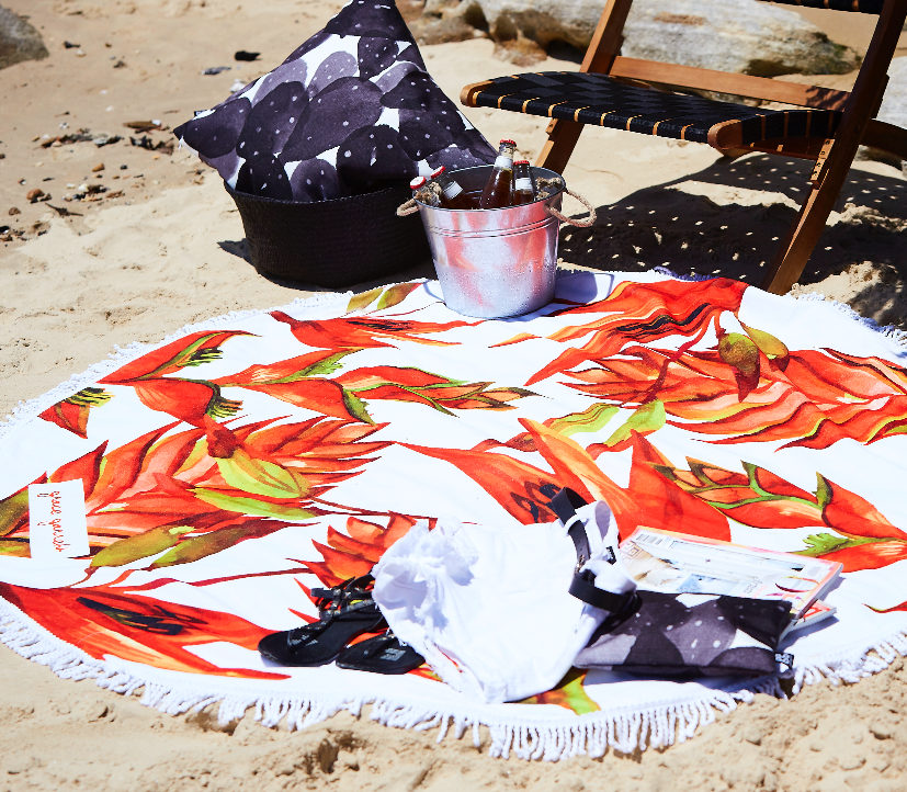 GINGER FLORAL ROUND TOWEL TANGERINE image 3