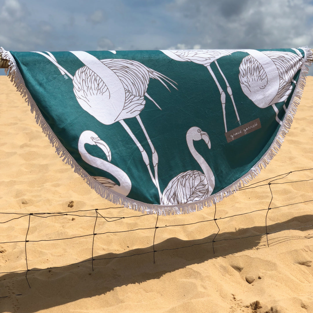 Flamingos Teal Beach Towel - Summer 2018/19 image 3