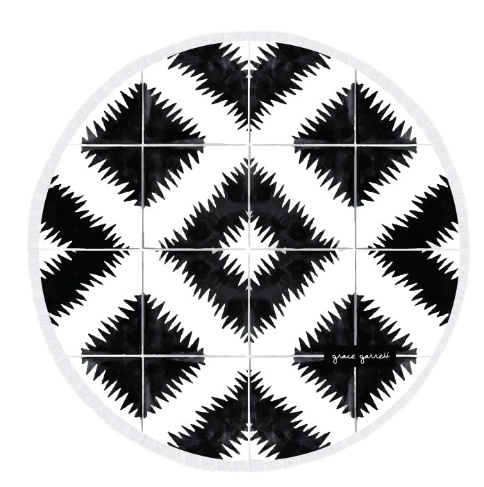 AGADIR ROUND BEACH TOWEL BLACK image 2
