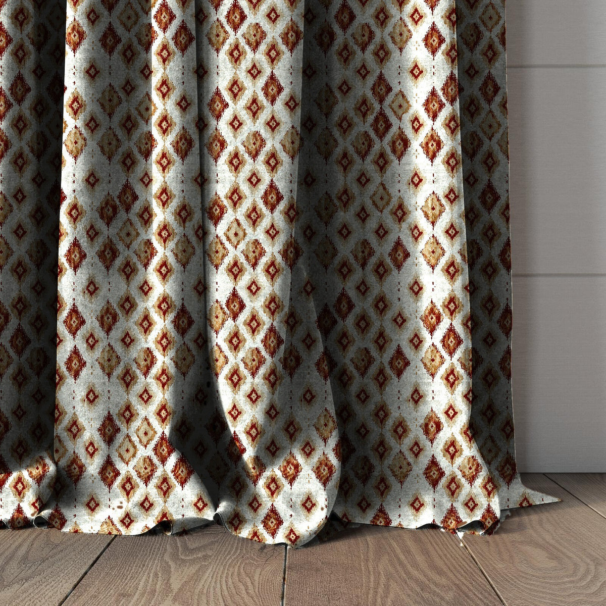 Molonglo Lichen in Terracotta as a floor-length curtain